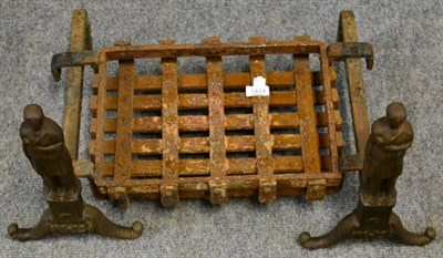 Lot 1424 - Cast iron fire basket/andirons in the form of female figures