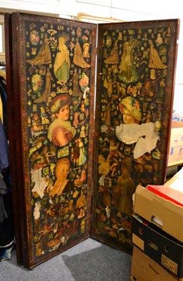 Lot 1430 - A Victorian four fold decoupage screen