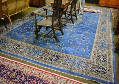 Lot 1446 - Isparta Carpet, West/Central Turkey, the sky blue field centred by a cusped medallion framed by...