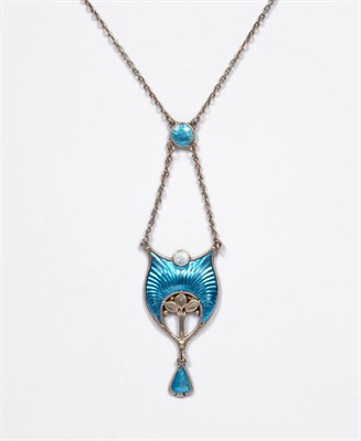 Lot 278 - An Art Nouveau Silver Enamelled Necklace, by Charles Horner, 1912, a pale blue and turquoise...