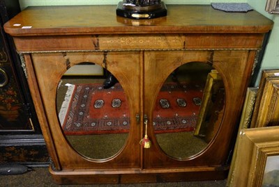 Lot 1470 - A Victorian inlaid walnut side cabinet with mirrored doors