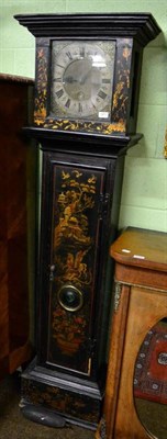 Lot 1471 - A Japanned thirty hour long case clock, dial chapter ring signed Thomas Kefford, Royston