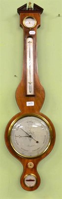 Lot 1475 - A mahogany wheel barometer signed G. Bradford, London, spirit level dial inscribed Capt. J. Corbon