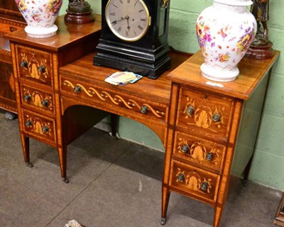 Lot 1478 - Victorian mahogany satinwood banded and marquetry inlaid dressing table