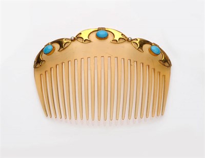 Lot 280 - An Art Nouveau Hair Comb, the comb with applied detail as a series of three panels each with a...
