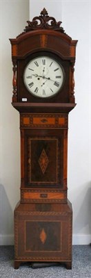 Lot 1481 - An unusual Tunbridge Ware style inlaid eight day longcase clock, carved pediment, 13-inch...