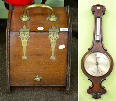 Lot 1483 - A Victorian rosewood banjo wall barometer, by Newton & Co; and a Victorian coal purdonium (2)