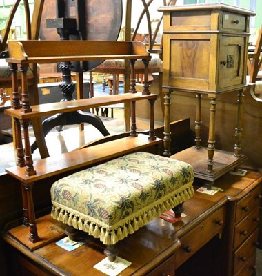 Lot 1497 - Late 19th century French walnut and marble top pot cupboard; set of Victorian mahogany...