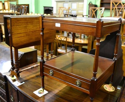 Lot 1512 - Edwardian mahogany Sutherland table; and a mahogany side table with single drawer under tier on...