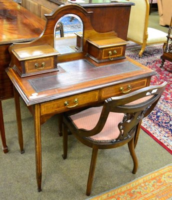 Lot 1514 - Edwardian mahogany and satinwood banded writing desk with leather top; and a late 19th century...