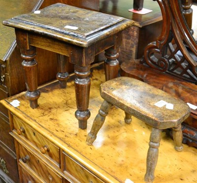 Lot 1518 - A 19th century burr elm stool; and another smaller example