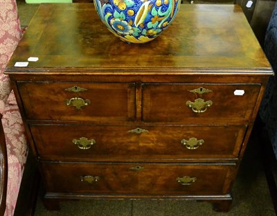 Lot 1537 - Walnut four drawer straight fronted chest of drawers, part 18th century