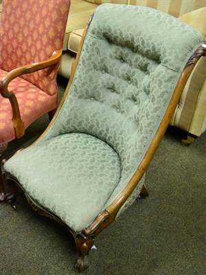 Lot 1549 - A Victorian walnut button back nursing chair