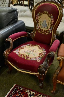 Lot 1556 - Victorian walnut framed open armchair