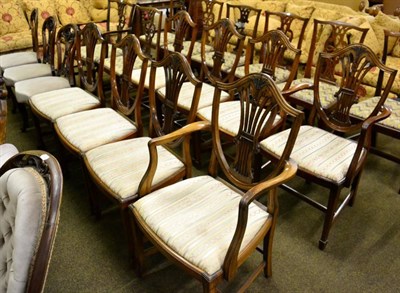 Lot 1559 - Set of eight reproduction Hepplewhite style dining chairs including two carvers