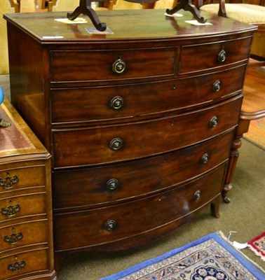 Lot 1572 - Regency mahogany six-drawer bow front chest of drawers