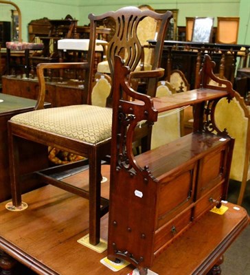 Lot 1575 - Victorian mahogany hanging shelves and cupboards; and a Georgian armchair