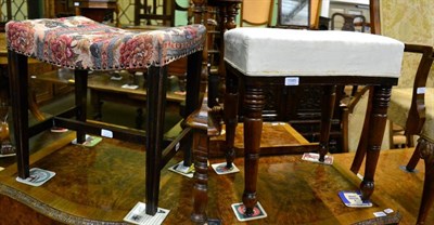 Lot 1585 - A George III mahogany stool together with a Victorian mahogany stool (2)