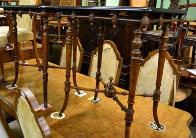 Lot 1587 - Pair of late Victorian walnut and ebonised occasional tables