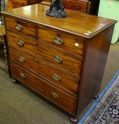 Lot 1616 - Late George III mahogany five drawer straight fronted chest of drawers