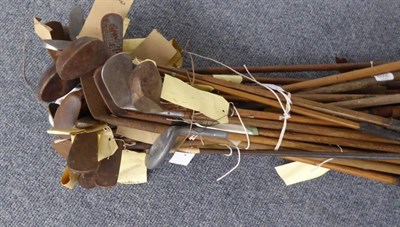 Lot 3009 - A Collection of Thirty Six Mainly Hickory Shafted Golf Clubs, including putters, irons and...