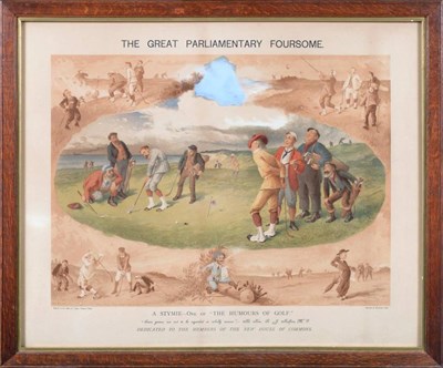 Lot 3011 - The Great Parliamentary Foursome Golfing Print by Cope's Tobacco Plant ''A Stymie - One of the...