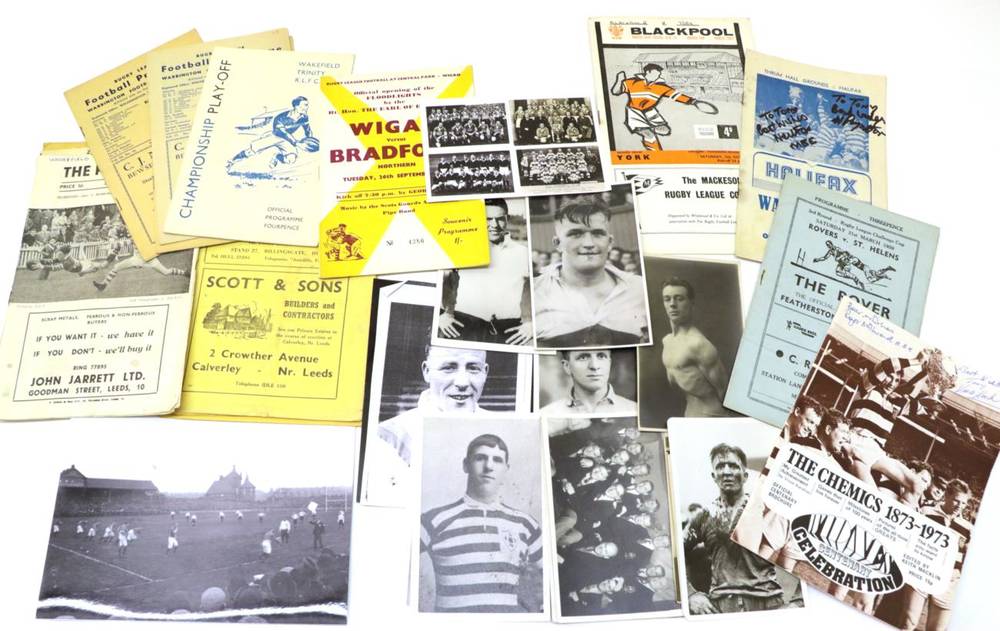 Lot 3015 - A Collection of Rugby League Programmes, Photographs and Postcards, in a box