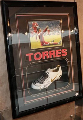 Lot 3020 - Fernando Torres Nike Total Ninety Lazer Signed Football Boot framed with photograph
