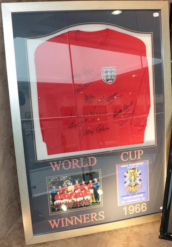 Lot 3029 - World Cup Winners 1966 England Signed Football Shirt signed by 9 players (no Bobby Moore or...
