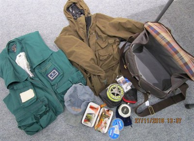 Lot 3032 - A Bag of Fishing Accessories, including Loop Evotec reel, jacket, flies etc