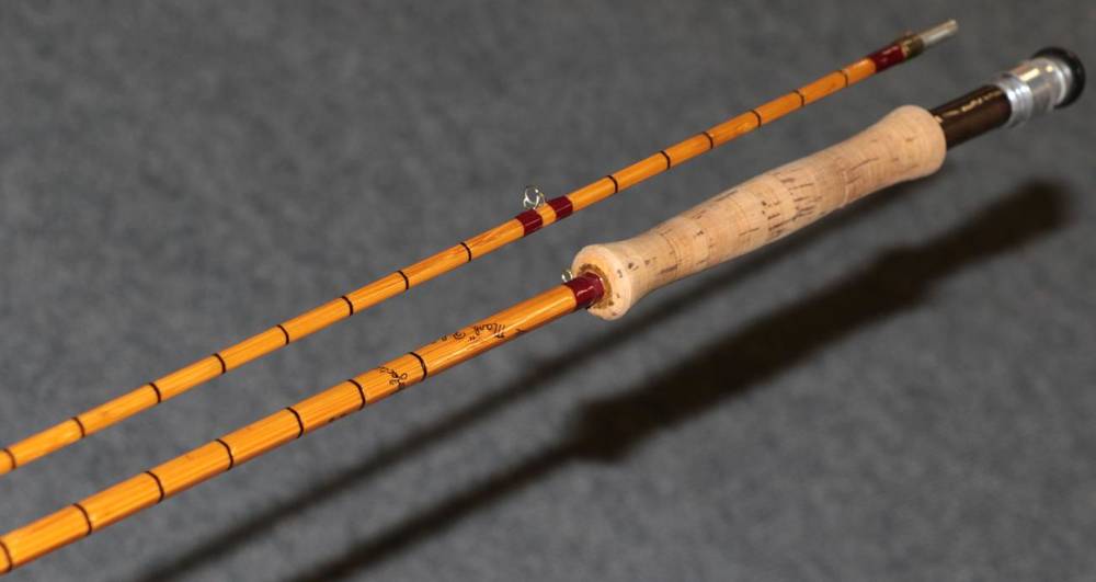 Lot 3044 - A Hardy 2pce Split Cane 'Perfection # 5' Fly Rod, serial number H57678, with burgundy whipping,...