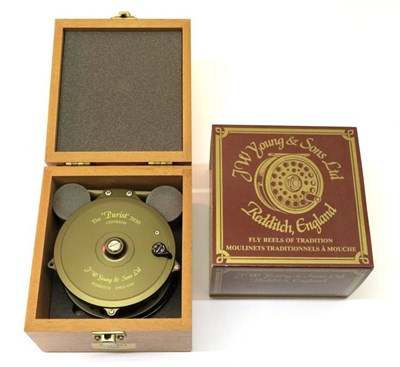 Lot 3061 - A Young's 4'' 'The Purist 2030' Aerial Type Centrepin Reel, in presentation wooden box with...