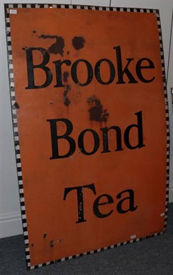 Lot 3113 - Brooke Bond Tea Enamel Advertising Sign black lettering on orange ground with black and white...