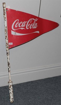 Lot 3117 - Coca Cola Metal Advertising Pennant on pole 29.5'', 75cm long
