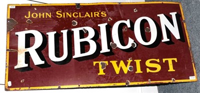 Lot 3129 - John Sinclair's Rubicon Twist Enamel Sign white/yellow lettering on red ground 48x24'',...