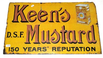 Lot 3130 - Keen's Mustard Enamel Advertising Sign '150 Years Reputation' mustard lettering on yellow...