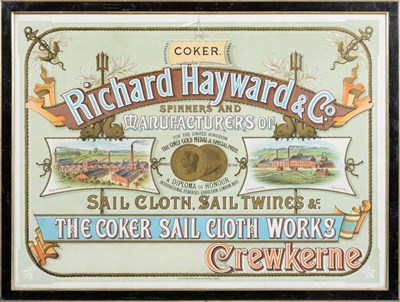 Lot 3143 - Richard Hayward Advertising Poster 'The Coker Sail Cloth Works' depicting Crewkerne and...