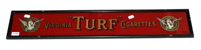 Lot 3152 - Virginia Turf Cigarette Glass Advertising Sign gold/black lettering on red ground with two...