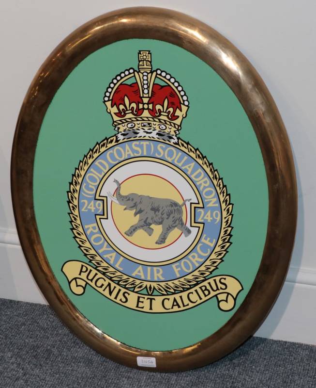 Lot 3165 - Battle Of Britain Class Locomotive Crest 249 Squadron with oval brass surround