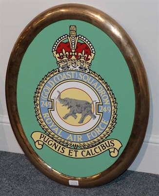 Lot 3165A - Battle Of Britain Class Locomotive Crest 249 Squadron with oval brass surround
