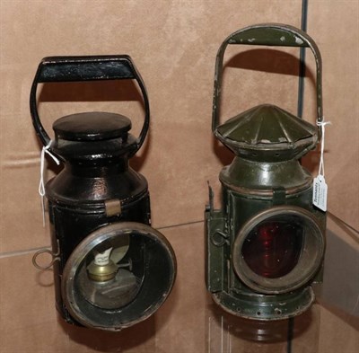 Lot 3166 - Railway Handlamps (i) three aspect with plaque to side 'C Eastgate & Sons, Birmingham 1943'...
