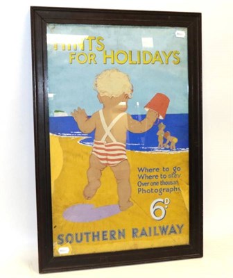 Lot 3168 - Southern Railway Original Poster Mock-Up 'Hints For Holidays' By Muriel Harris depicting a...