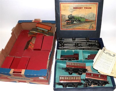 Lot 3218 - Hornby O Gauge No.501 Passenger Set with LMS 5600 locomotive and thee LMS No.1 coaches...