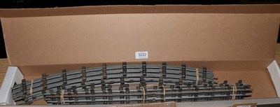 Lot 3222 - Hornby O Gauge Solid Steel Track 10x3' radius, 3x2' straights and 4x1' straights (a little rusted)