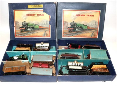 Lot 3227 - Hornby O Gauge Two Sets No.101 Tanks Passenger with LNER 460 locomotive and three LNER coaches;...