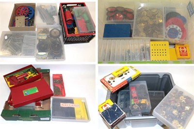 Lot 3266 - Meccano Various Loose Parts, various colours including numerous circular items (qty)