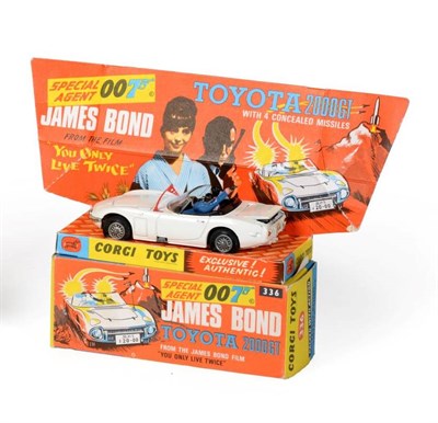 Lot 3321 - Corgi 336 James Bond Toyota 2000GT, (E-G, a few minor chips, with four missiles, lapel badge...