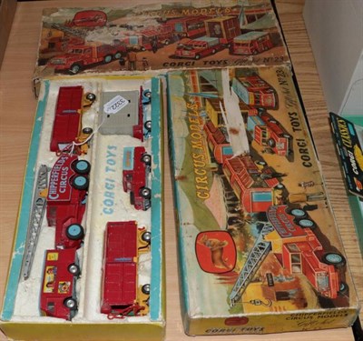 Lot 3322 - Corgi Chipperfield Two No.23 Gift Sets, (i) with Booking office, Crane truck, two Animal...