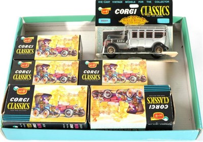 Lot 3323 - Corgi Classics 901 Ford, 900 Bentley, 9021 Daimler, 9032 Renault Primrose, 9013 Ford and 9041 Rolls