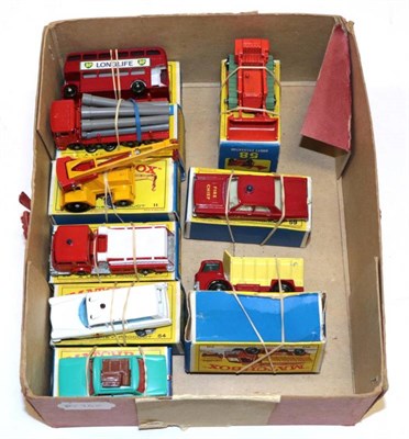 Lot 3333 - Matchbox 1-75's 5 London bus BPW, 10 Pipe truck BPW, 11 Jumbo crane BPW, 29 Fire pumper truck...